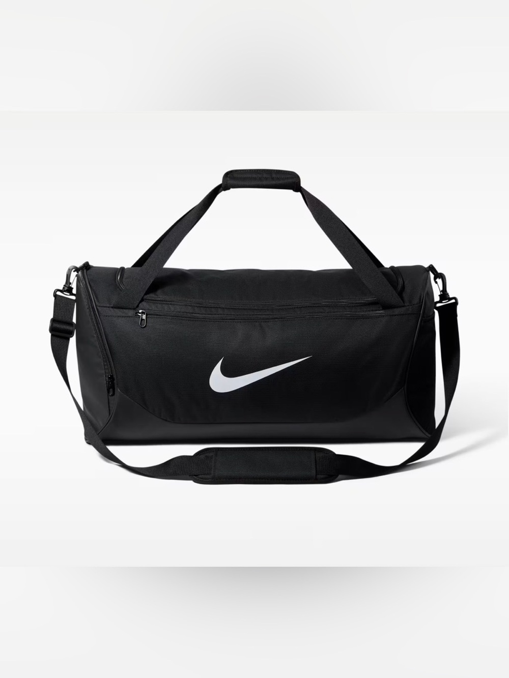 Nike Black Duffel Bag with White Swoosh